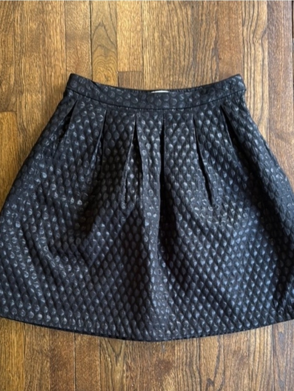 Elle Black Textured A-Line Skirt